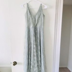 sage/blue princess ball gown// prom dress